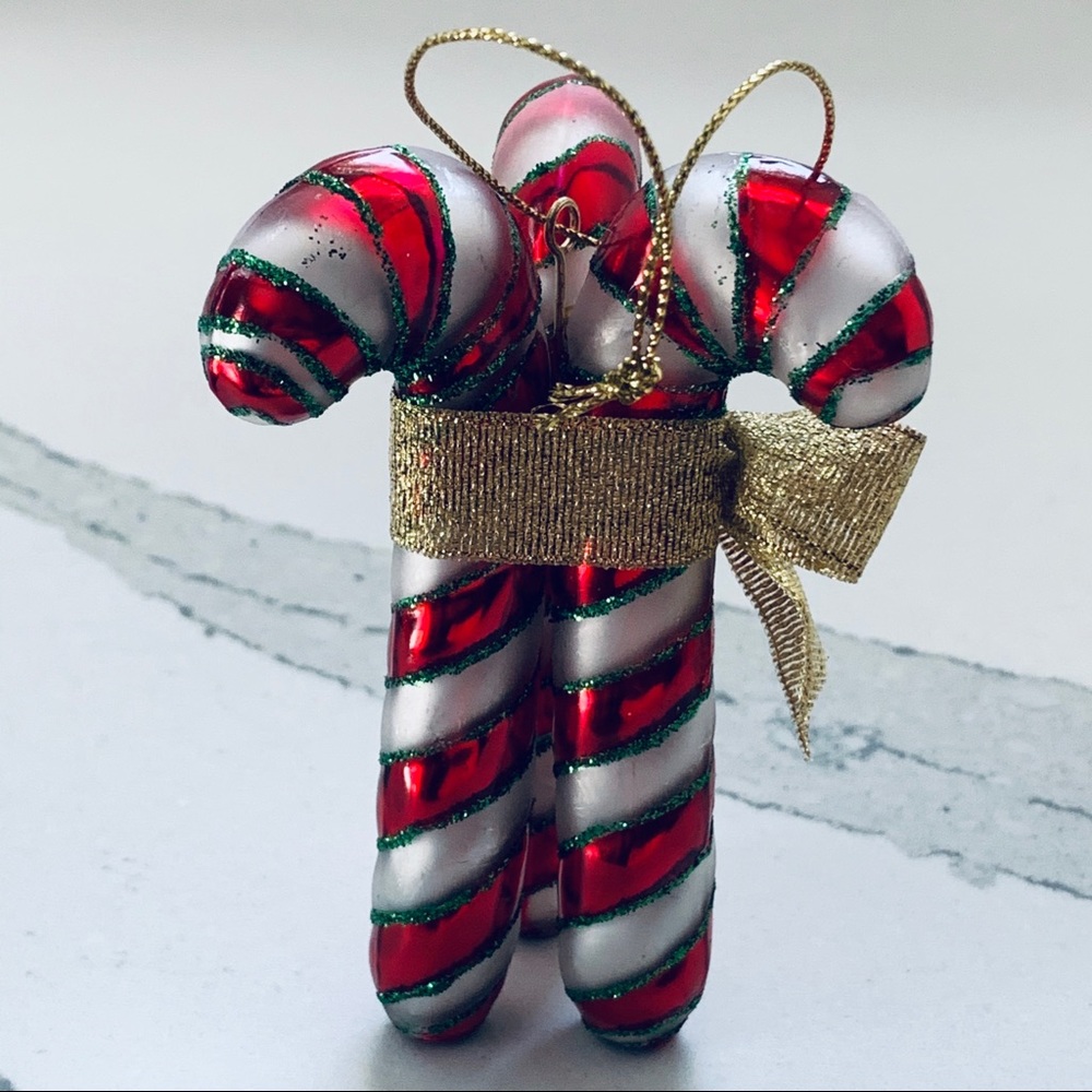 Three Metal Striped Candy Canes Ornament - Picture 3 of 5